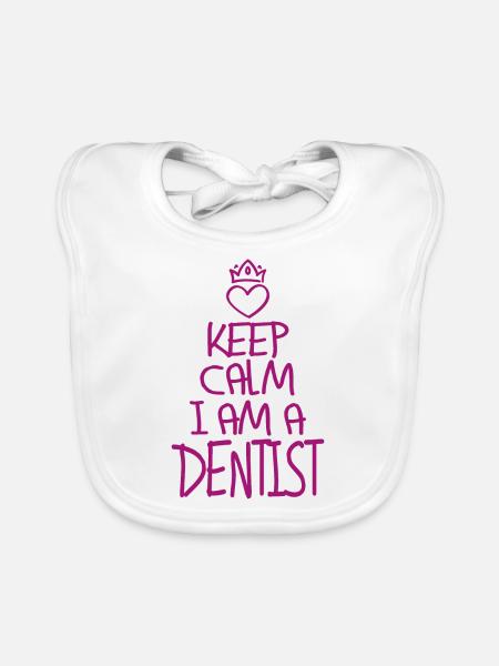Gardez calme Dentiste Cool Cadeau de dentiste - Bavoir bio Bébé - blanc - Devant