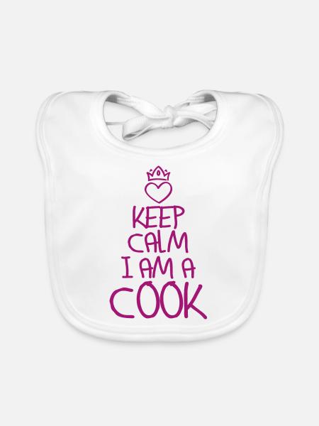 Keep Calm Cook Cool Cook Gift - Organic Baby Bibs - white - Front