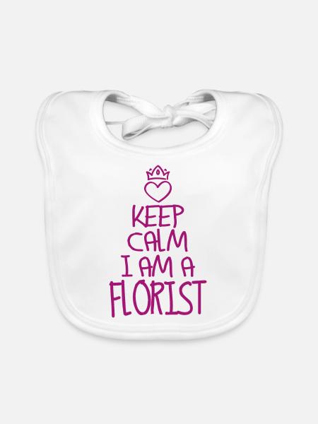 Keep Calm Florst cool Florist Geschenk - Baby Bio-Lätzchen - Weiß - Vorne