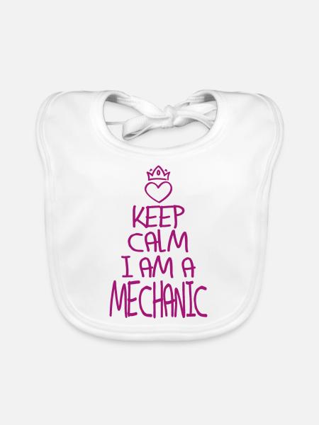 Keep Calm Mechanic Cool Mechanic Gift - Organic Baby Bibs - white - Front