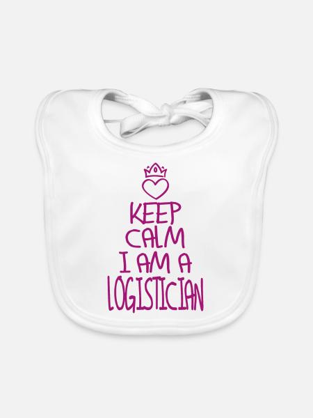 Keep Calm Logistician cool Logistician Gift - Organic Baby Bibs - white - Front