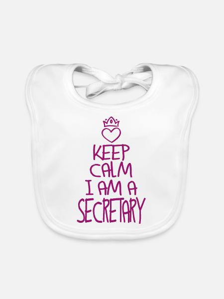Keep Calm Secretary Cool Secretary Gift - Organic Baby Bibs - white - Front