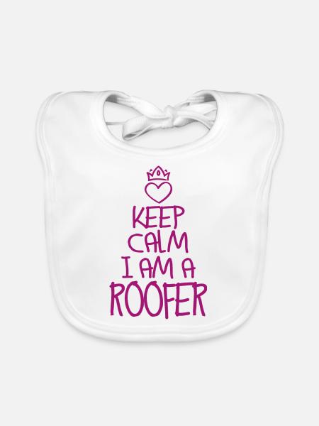 Keep Calm Dachdecker cool Dachdecker Geschenk - Baby Bio-Lätzchen - Weiß - Vorne