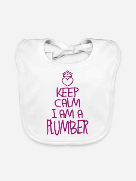 Keep Calm Plumber Cool Plumber Gift - Organic Baby Bibs - white - Front