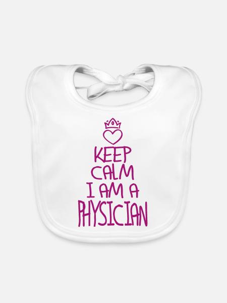Keep Calm Physiker cool Physiker Geschenk - Baby Bio-Lätzchen - Weiß - Vorne