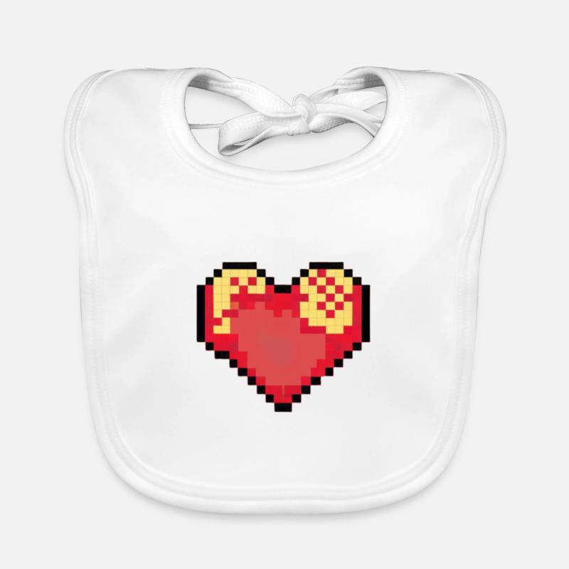 Bonheur PixelHeart - Bavoir bio Bébé - blanc