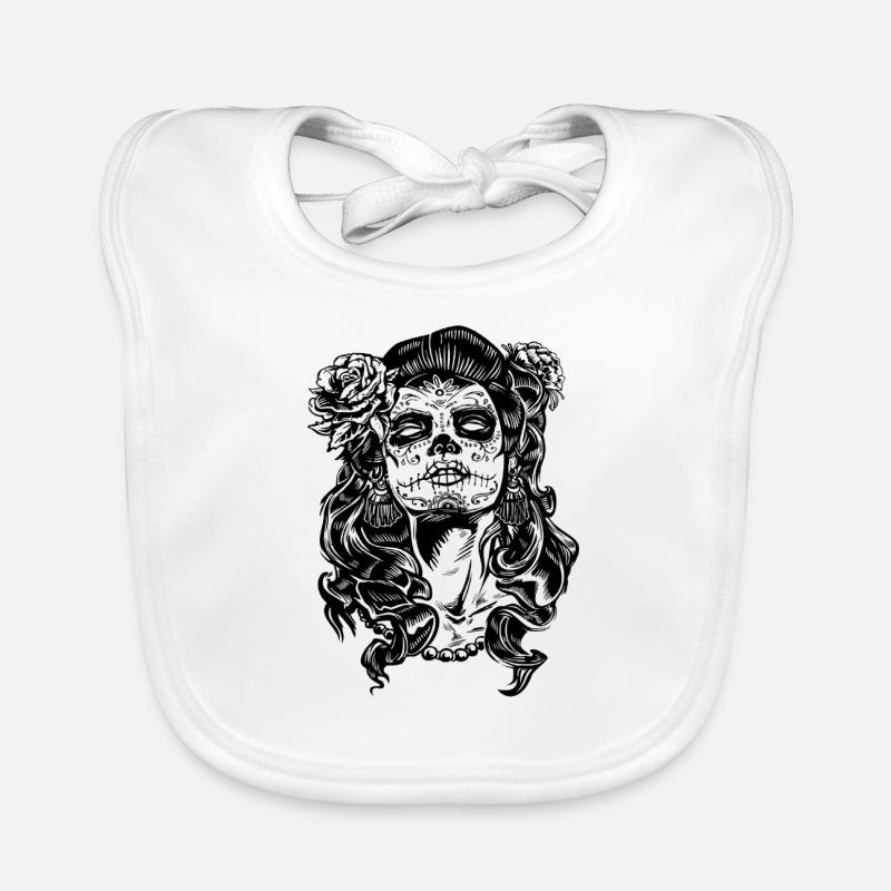 Conception de la calavera catrina - Bavoir bio Bébé - blanc