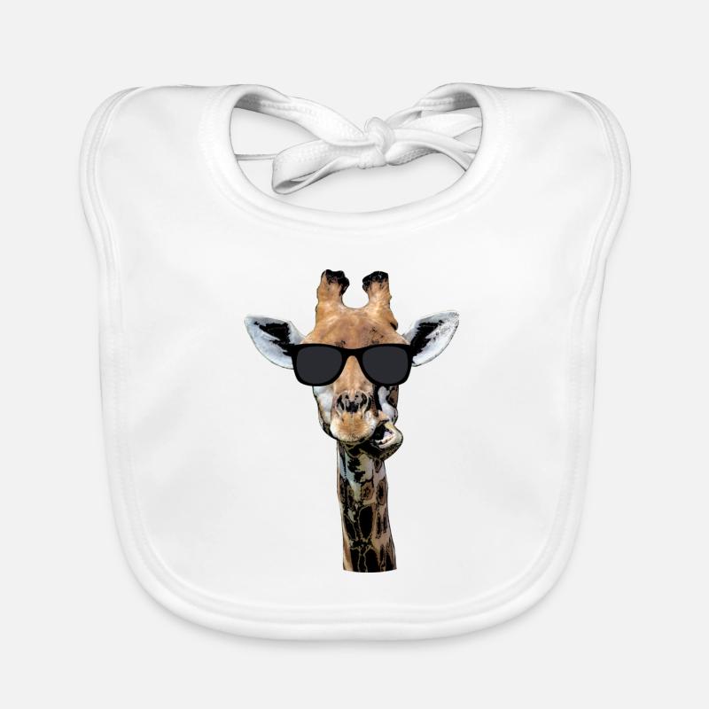 coole Giraffe mit Sonnenbrille, witziges Geschenk Baby Bio-Lätzchen