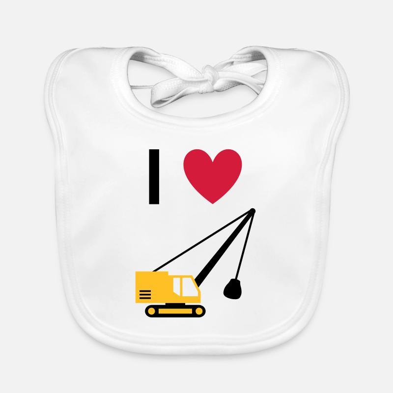 ★ Designfarben änderbar ★ Ich liebe Seilbagger Baby Bio-Lätzchen