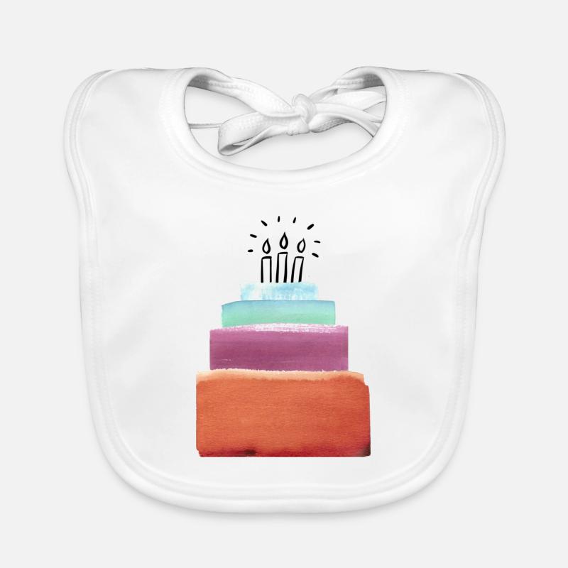 Collage d’aquarelle de gâteau d’anniversaire Bavoir bio Bébé