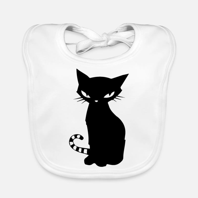 Chat noir - Bavoir bio Bébé - blanc
