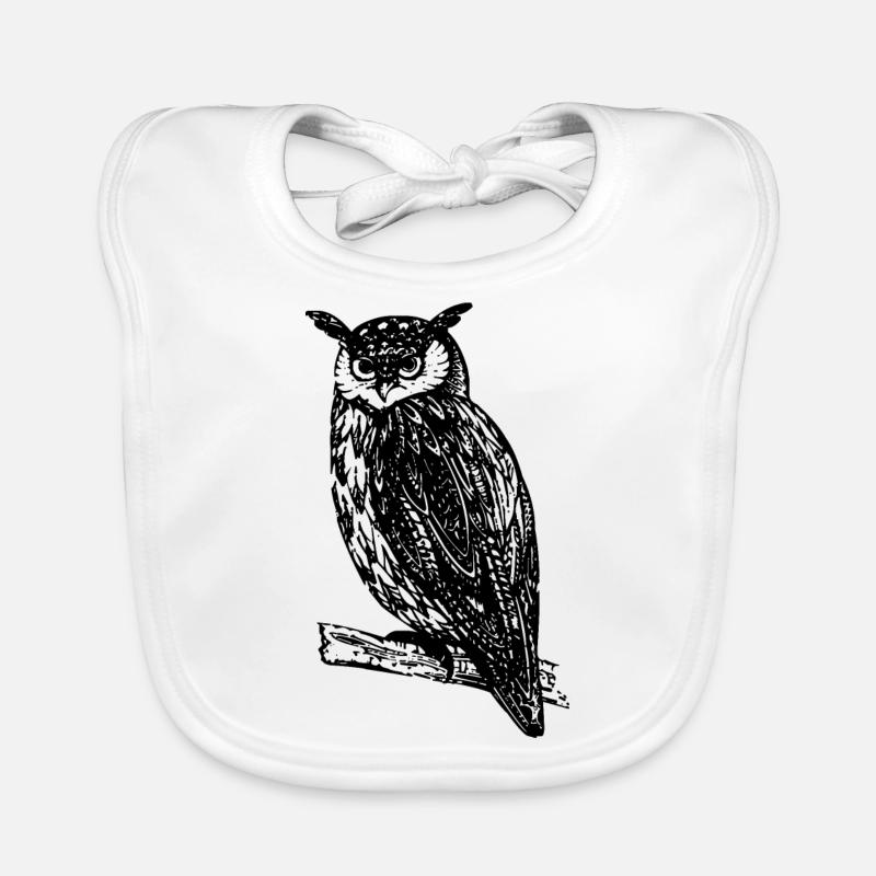 hibou - Bavoir bio Bébé - blanc