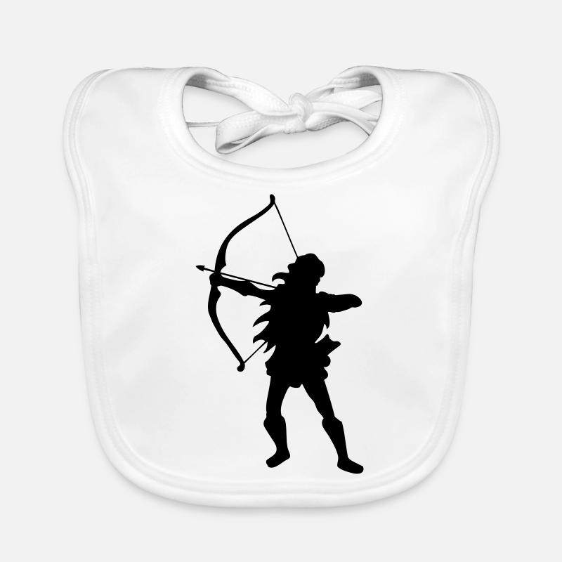 dessin Tir à l'arc silhouette femme - Bavoir bio Bébé - blanc