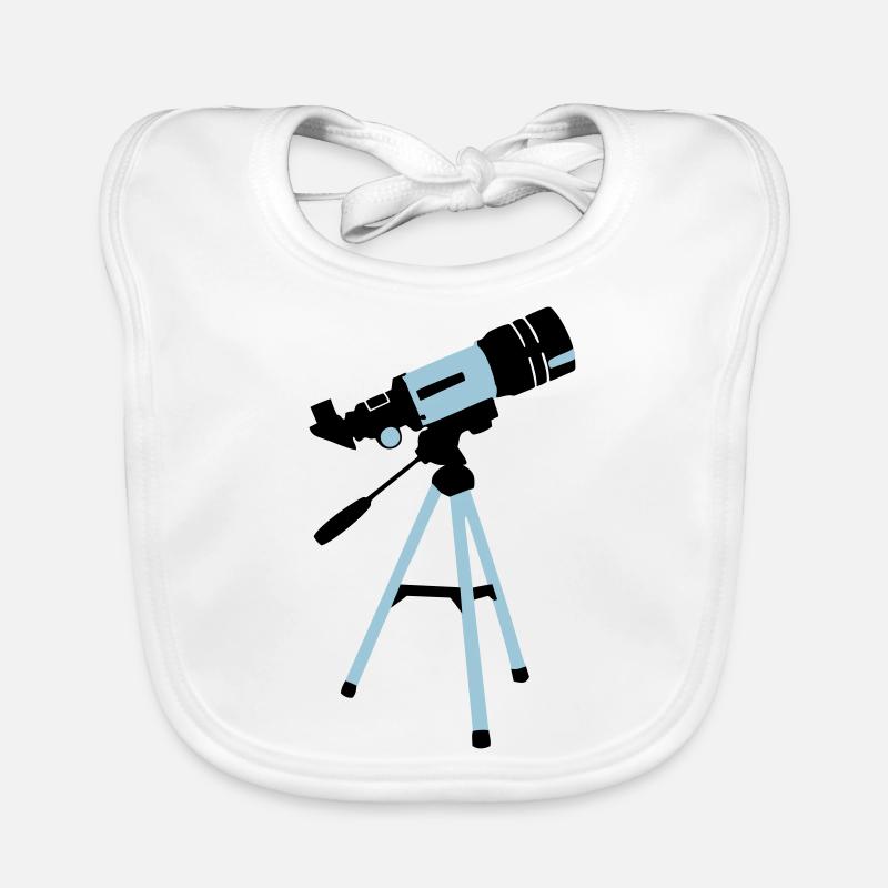 Telescope, Astronomy - télescope - Bavoir bio Bébé - blanc
