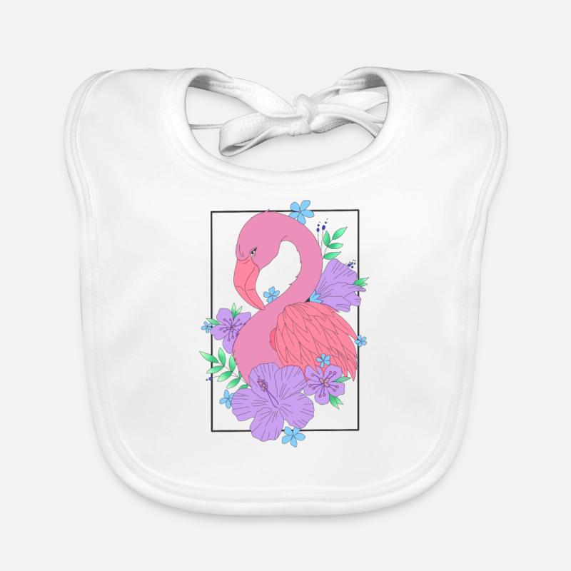 Flamingo Flower Flower Organic Baby Bibs