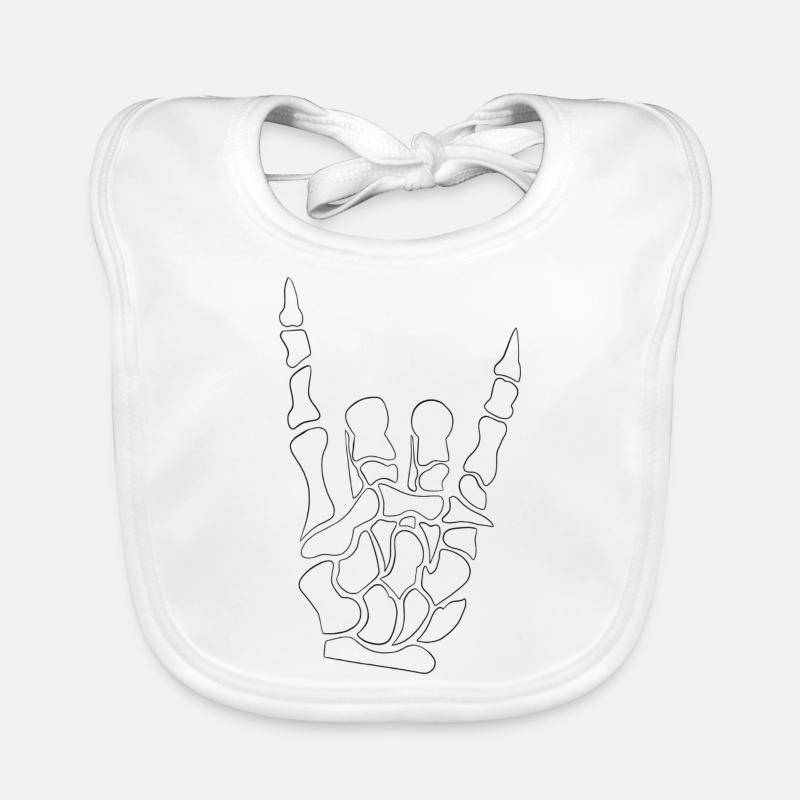 Devil horns hand - skeleton - bones - metal Organic Baby Bibs
