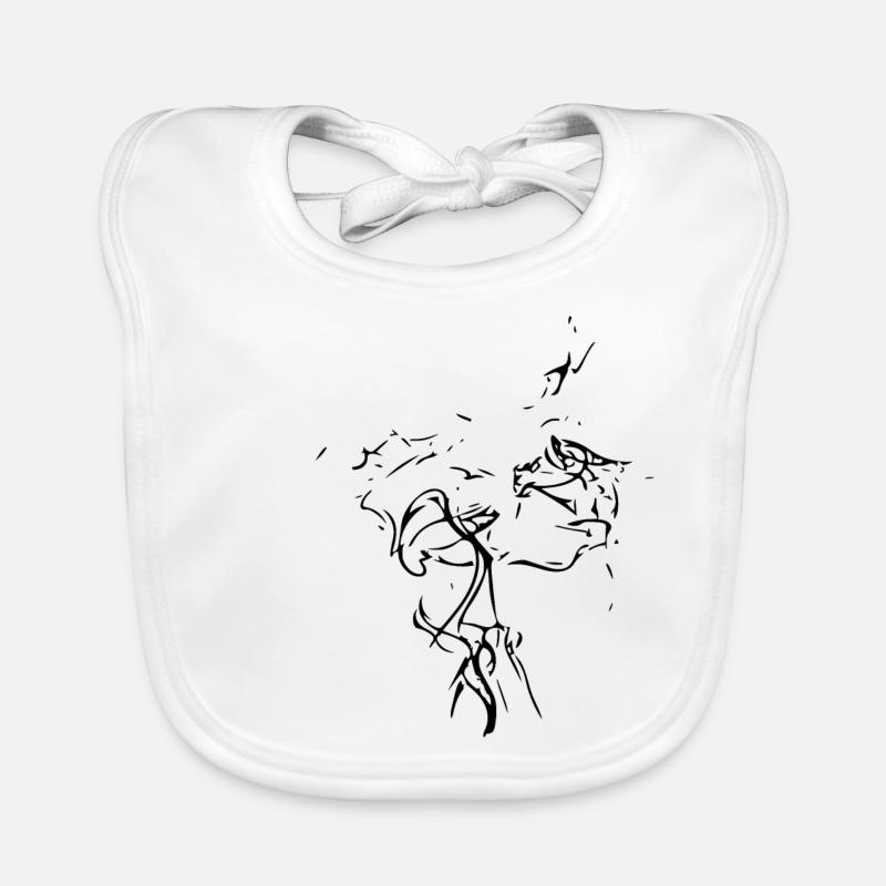 Abstract Swirl / Line / Black / Pattern Organic Baby Bibs