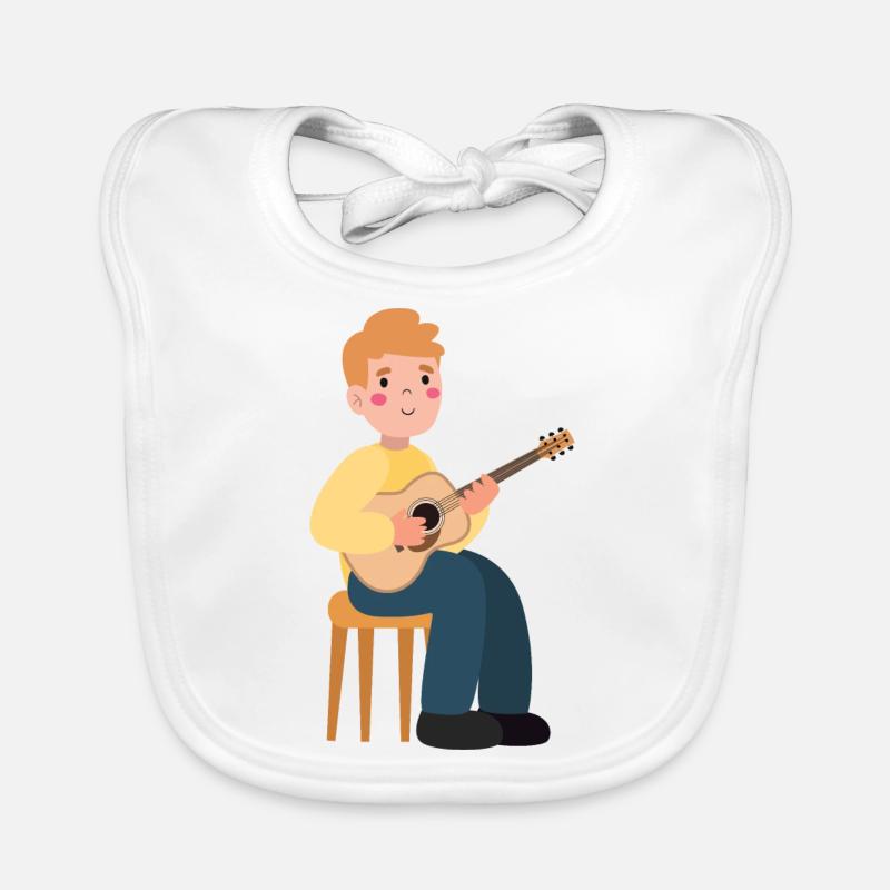 Boy plays guitar Organic Baby Bibs