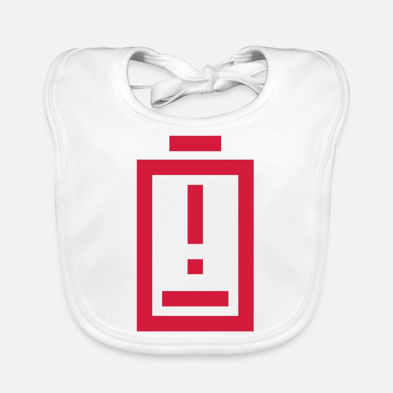 Warning Exclamation Point Battery Empty Organic Baby Bibs