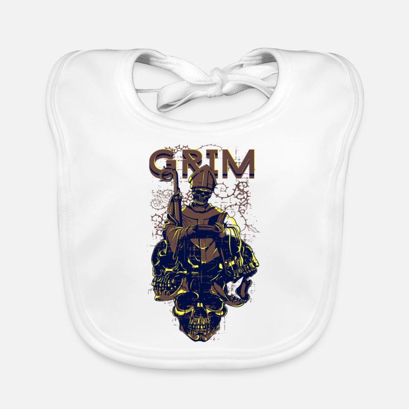 An eerie grimace with skull skeleton design Organic Baby Bibs