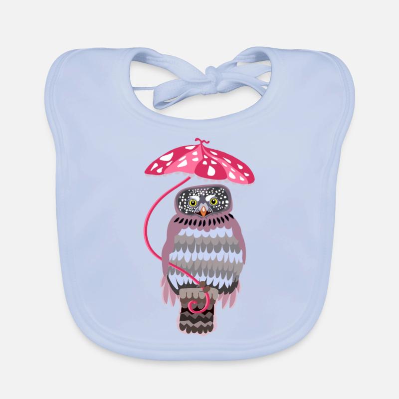 Eule mit Regenschirm Baby Bio-Lätzchen