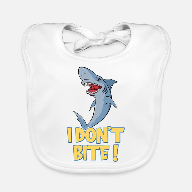 Requin Je ne mords pas requin - Bavoir bio Bébé - blanc