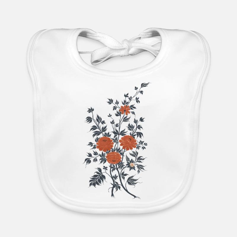 Les fleurs de Lars et Sigrin - Bavoir bio Bébé - blanc