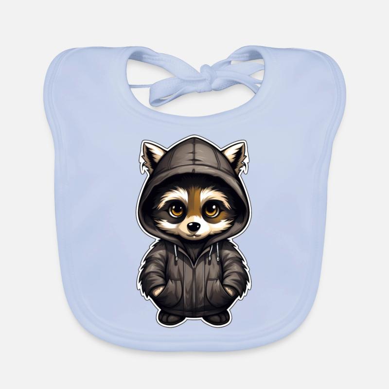 Cooler Waschbär in Freizeitkleidung Baby Bio-Lätzchen