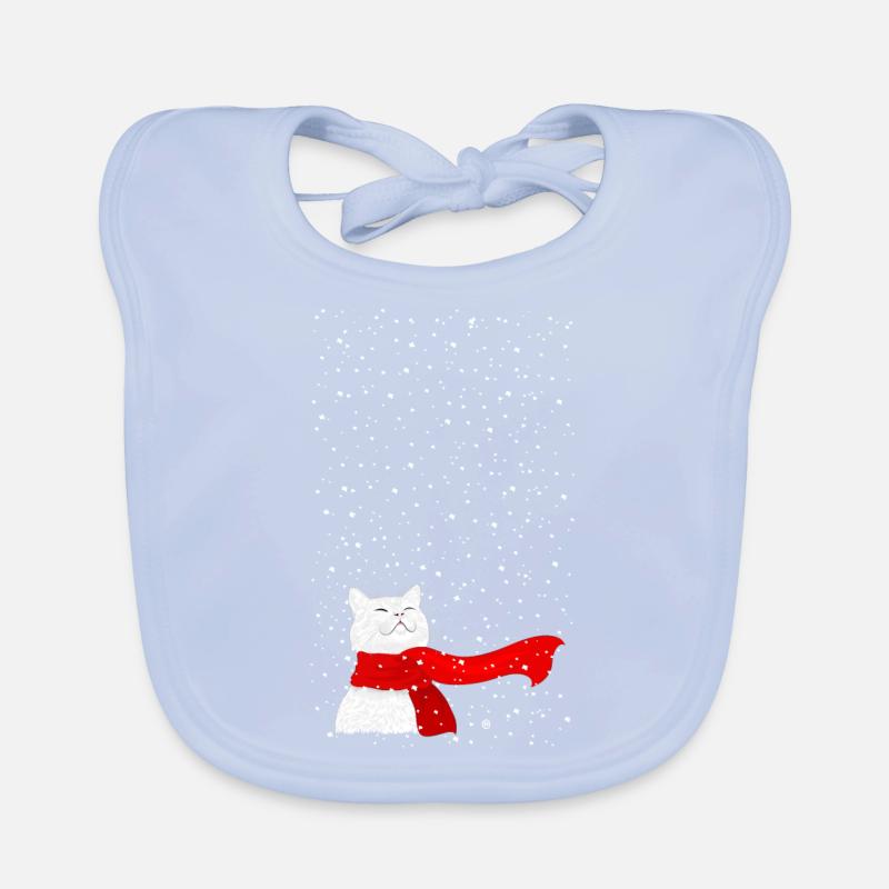 Chat blanc dans une tempête de neige Bavoir bio Bébé