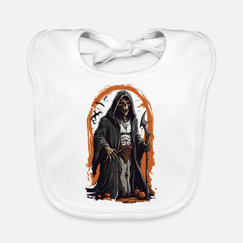 Grim Reaper Magic Halloween Undead Skeleton Organic Baby Bibs