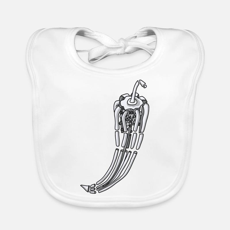 Chilli Skelett Halloween scharf Tabasco Shirt Baby Bio-Lätzchen