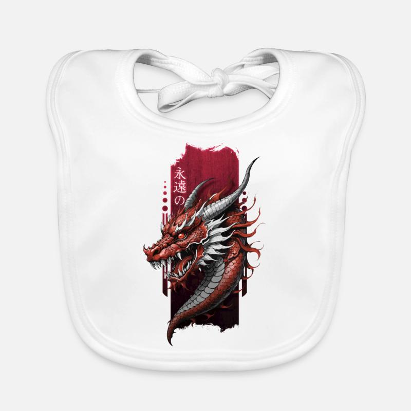 Gardien éternel : Dragon chinois au milieu de « Éternel » Bavoir bio Bébé