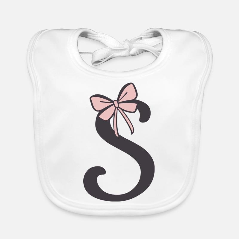 Initial letter S ribbon Organic Baby Bibs