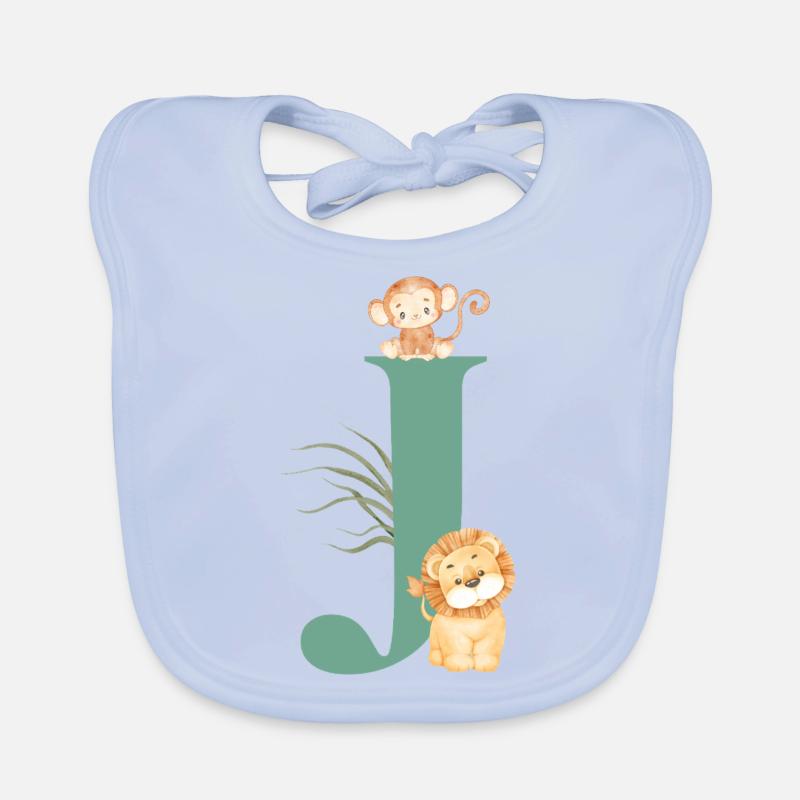 Letter j green jungle animals Organic Baby Bibs