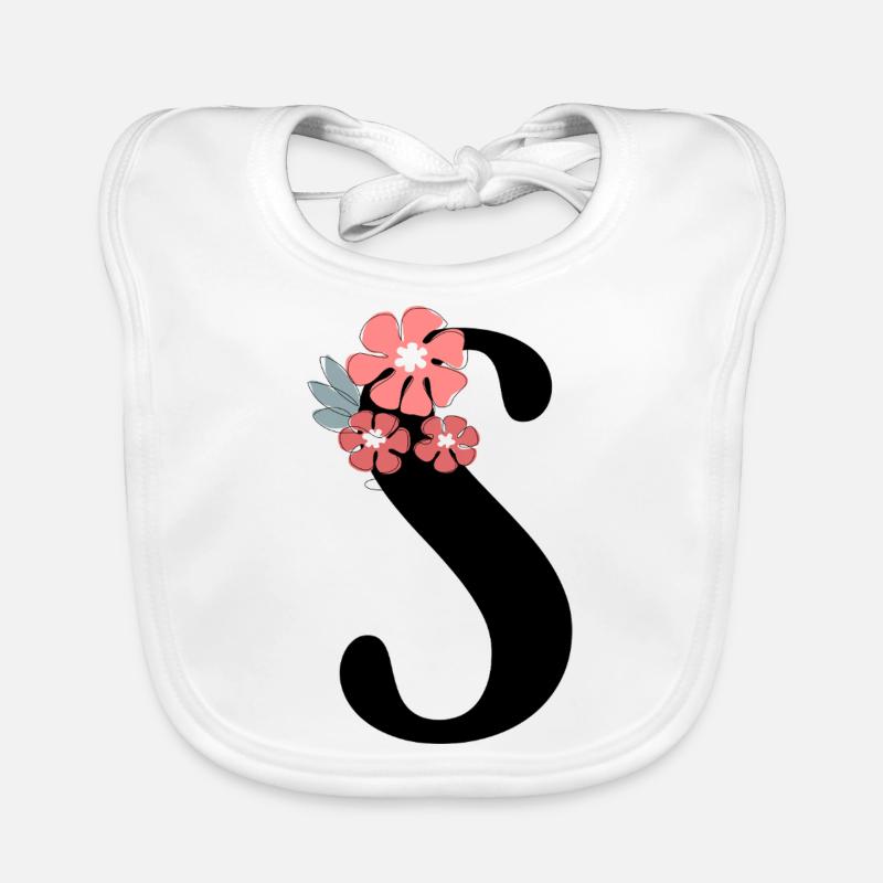 Buchstabe S Minimalistische Blumen Baby Bio-Lätzchen