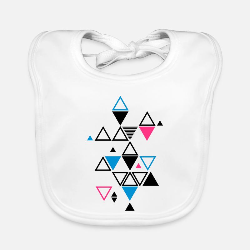 motif graphique de triangles - Bavoir bio Bébé - blanc