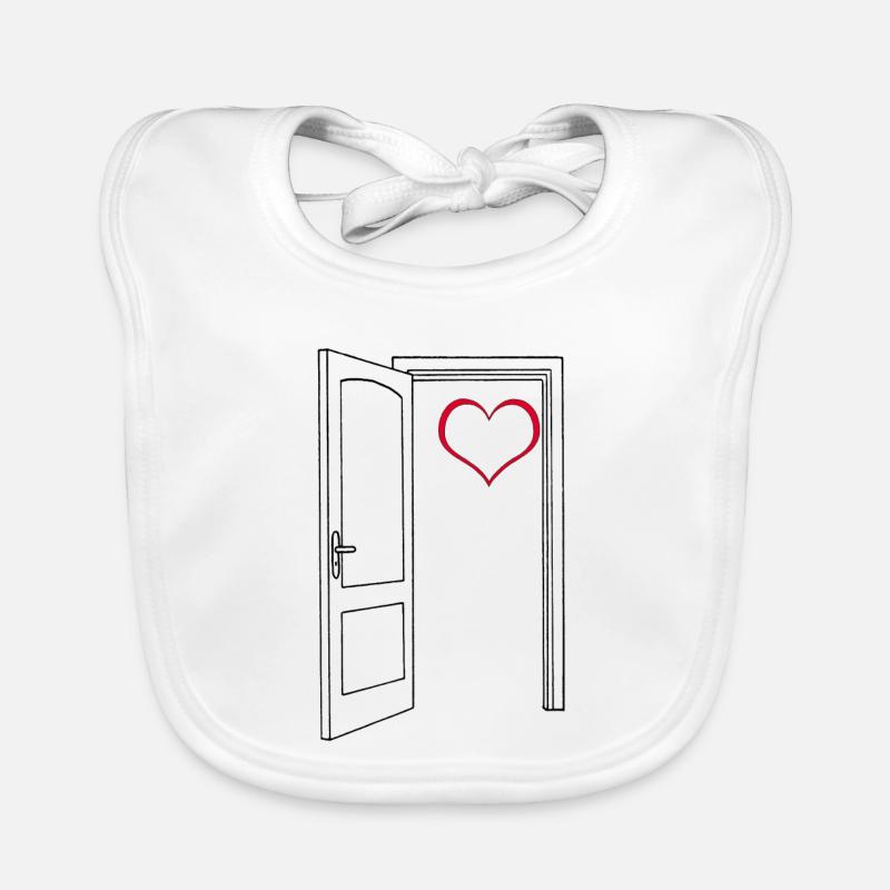 Porte ouverte sur mon coeur (noir) - Bavoir bio Bébé - blanc