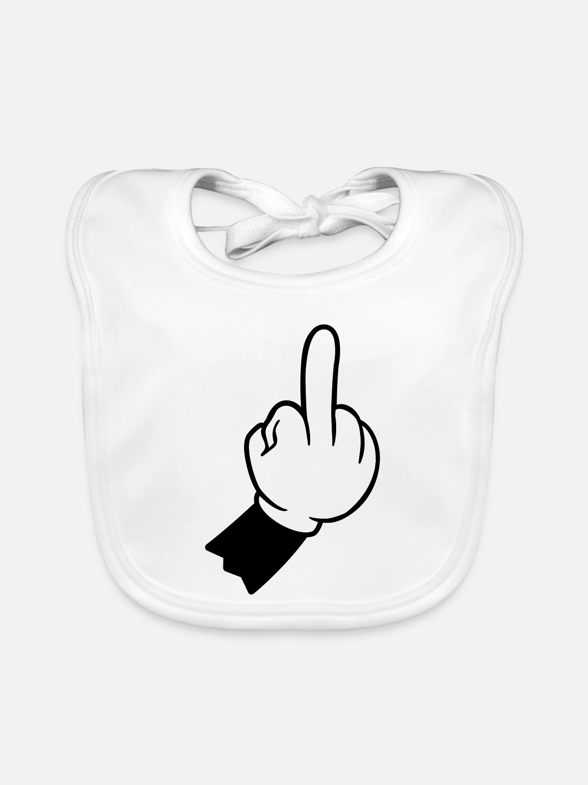 Handzeichen mittelfinger hand - Baby Bio-Lätzchen - Weiß - Vorne