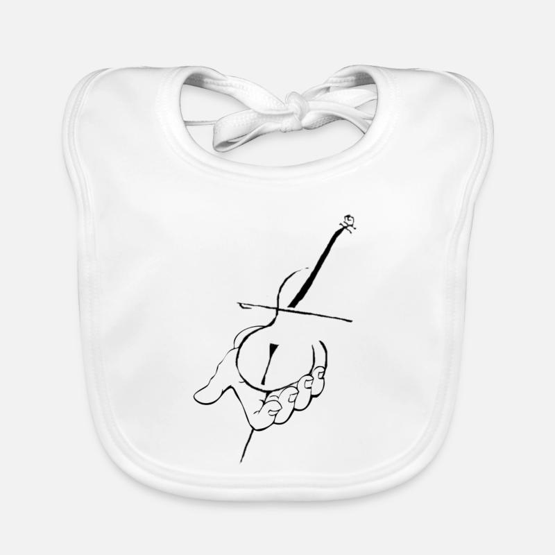 Violoncelle à la main - Bavoir bio Bébé - blanc
