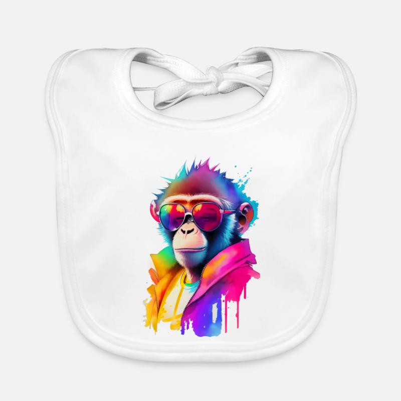 Monkey with sunglasses Organic Baby Bibs