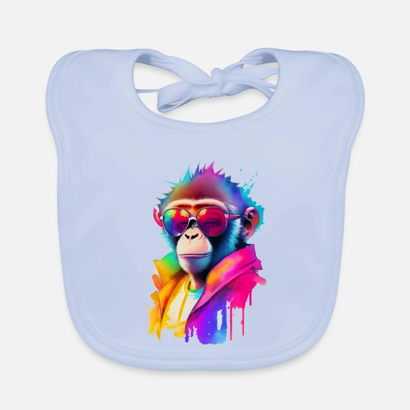 Affe mit Sonnenbrille Baby Bio-Lätzchen