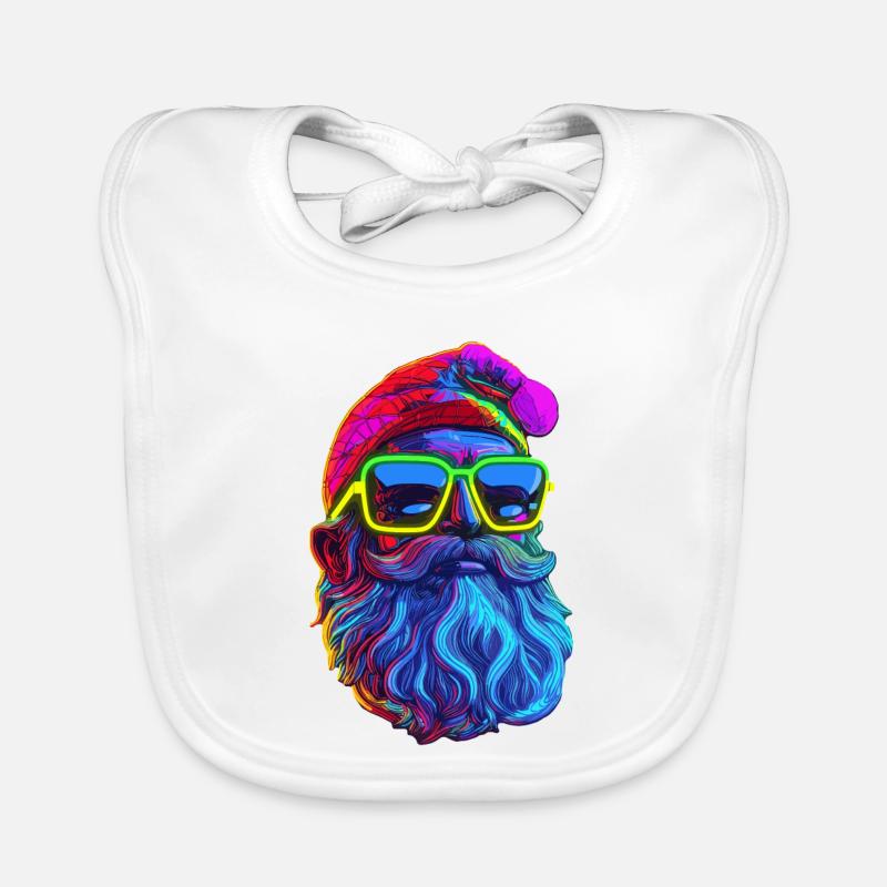 Neon Santa Popart - Baby Bio-Lätzchen - Weiß