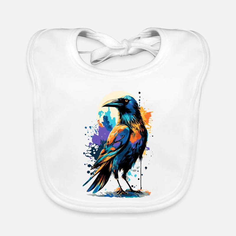 Corbeau noir - Corbeau coloré - Corbeaux et corbeaux Bavoir bio Bébé