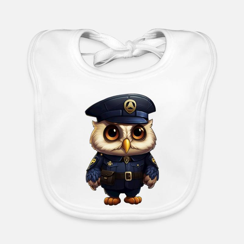 Owls Policeman Organic Baby Bibs