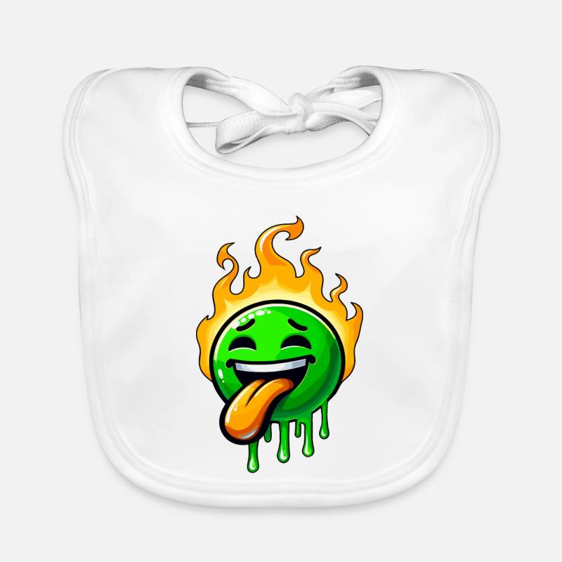 Drôle de smiley vert avec du feu Bavoir bio Bébé