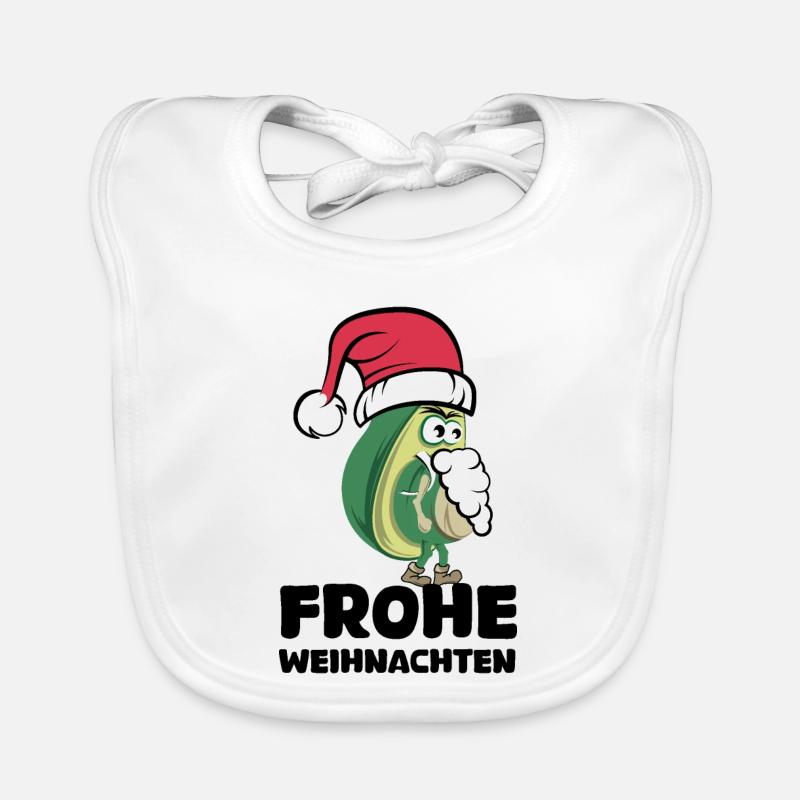 avocado frohe Weihnachten Bart comic cartoon Logo - Baby Bio-Lätzchen - Weiß