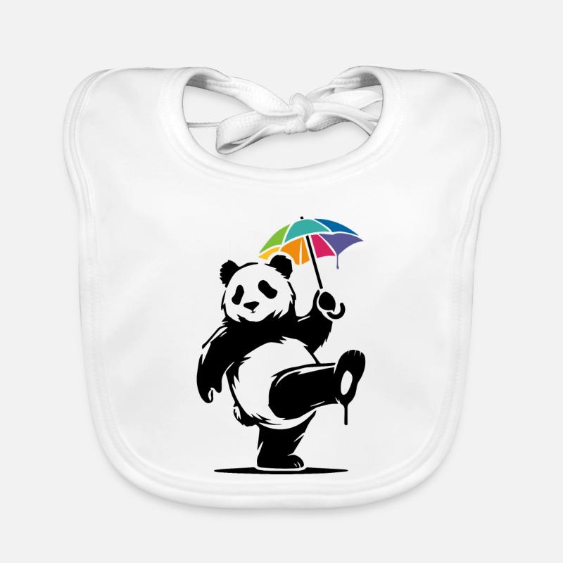Tanzender Panda mit Regenbogenschirm Baby Bio-Lätzchen