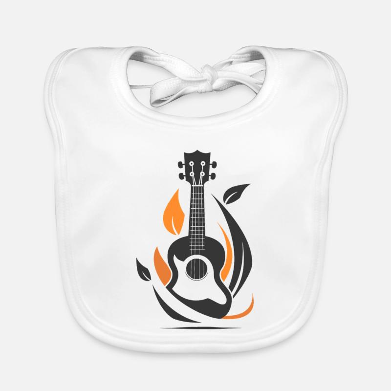 Ukulele Drawing Organic Baby Bibs