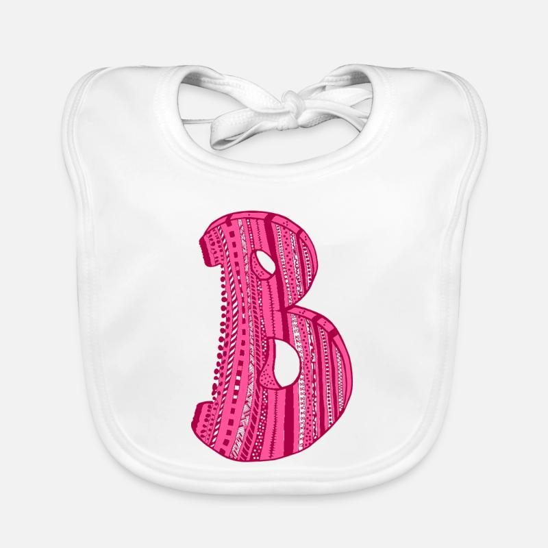 Buchstabe B mit Charakter in rot Baby Bio-Lätzchen