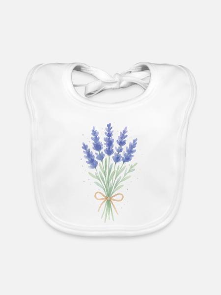 Lavendel Sträußchen - Baby Bio-Lätzchen - Weiß - Vorne